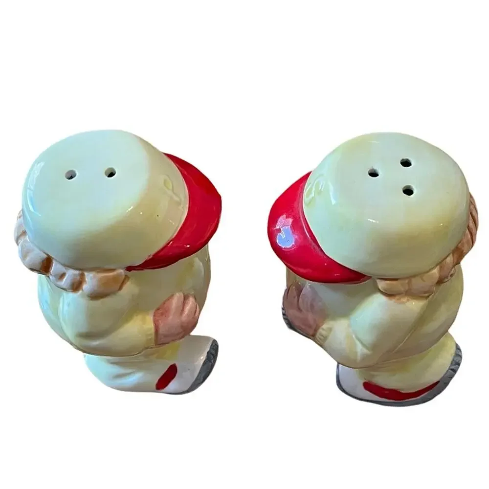 Vintage Made in Japan Baseball Player Duo Salt & Pepper Set